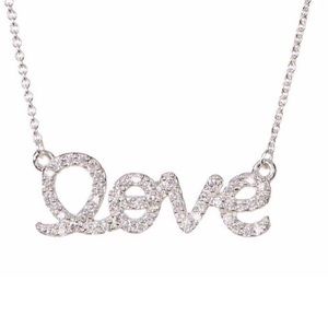 ADORNIA Sterling Silver SWAROVSKI LOVE Necklace